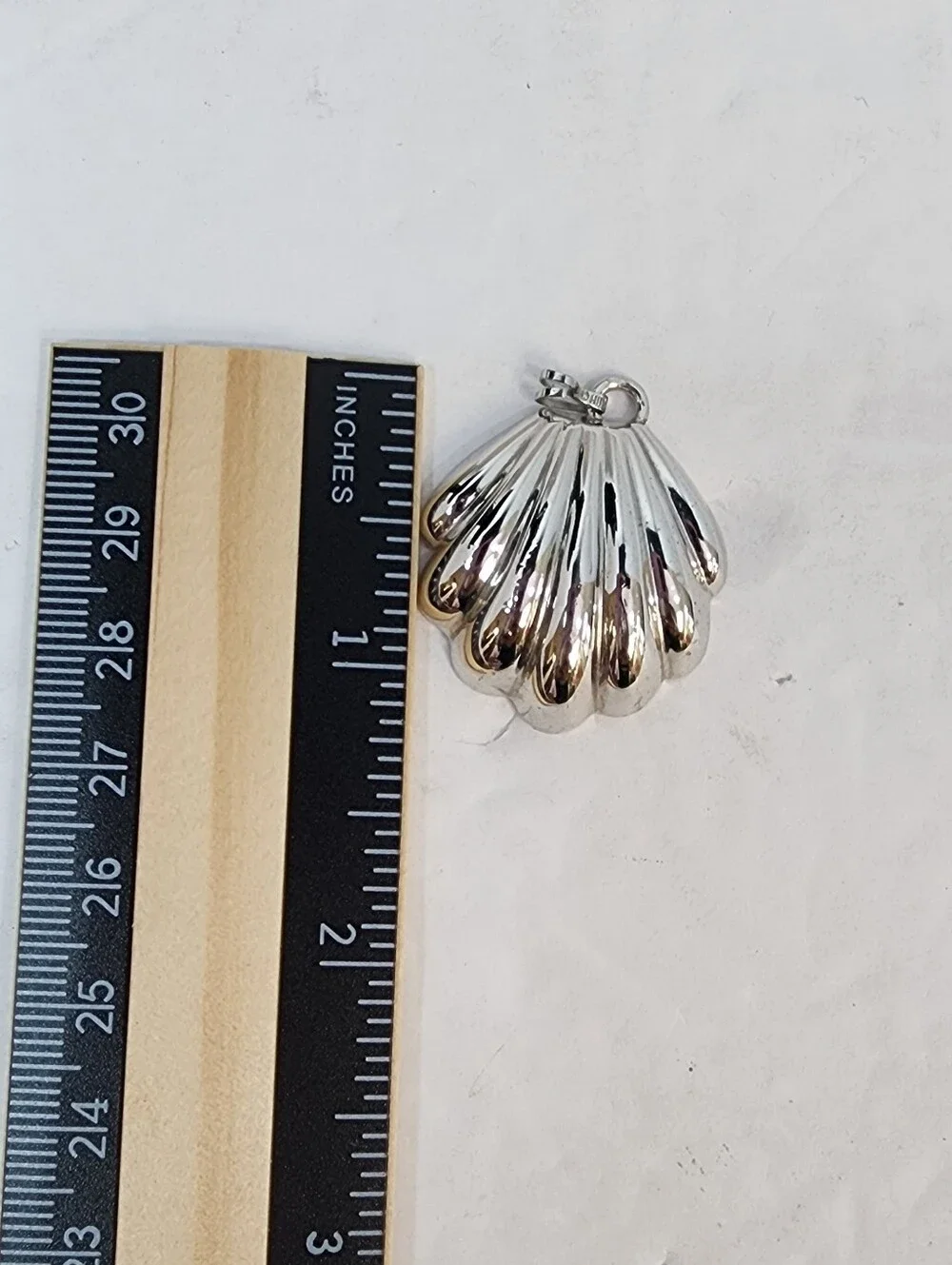 Vintage Monet Silver Tone Shell Pendant Clip Earrings Set